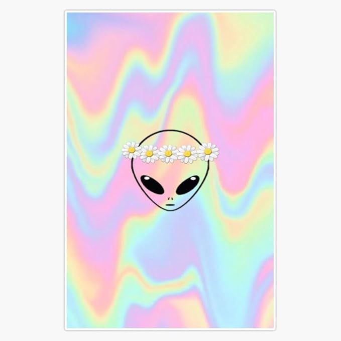 Rainbow Alien Vinyl Window Bumper Sticker Decal 5"