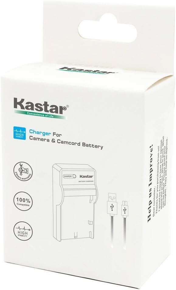 Kastar Slim USB Charger for Sony Cybershot DSC-HX5V, DSC-HX9V, DSC-W30, DSC-W35, DSC-W50, DSC-W55, DSC-W70, DSC-W80, DSC-W290, DSC-H10, H20, H50, H55, H70, H90 Camera Battery More Cameras