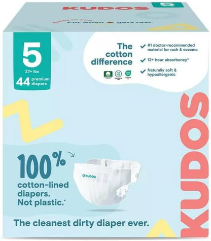 Kudos Chlorine Free Premium Diapers - Cotton-Lined - Size 5, 23 Count - 27+ lbs
