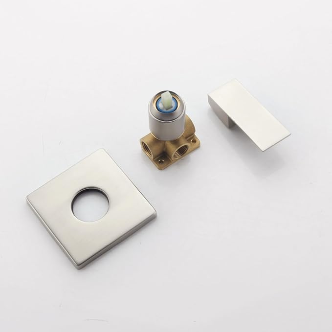 Wall Mount Bathroom Shower Valve Single Handle Shower Valves Mixer Hot and Cold Mixer Single Function Shower Handle Valve Trim Kit 4.3 Inch Cover Plate, Brushed Nickel