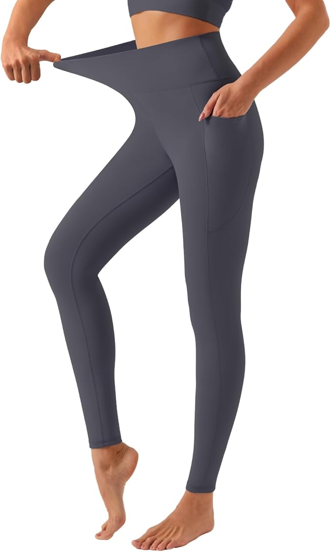 DOTDOG High Waisted Yoga Leggings for Women Tummy Control Legging with 3 Pockets Buttery Soft Compression Workout Yoga Pants