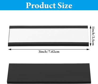 100 Pieces Magnetic Label Holders Labels Racks with Magnets Magnetic Data Card Holders with Protective Films and Replacement Strips for Shelf Bin (1 x 3 Inch)