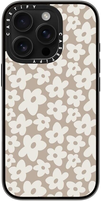 CASETiFY Compact iPhone 16 Pro Case 4 ft. 2X Military Grade Drop ProtectionSlimLightweight - Natural Flower - Clear Black