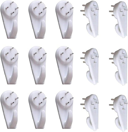 20PCS White Powerful Concrete Hard Wall Drywall Picture Hooks Non-Trace Hanging Hook Traceless Nail Plastic Wall Hook for Picture Photo Frame Clock Hangers(5cm/1.97 Length)
