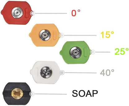 Twinkle Star Pressure Washer Nozzle Tips Multiple Degrees, 1/4 INCH (2.5 GPM), Power Washer Nozzle Tips, Pressure Washing Tips Set, Pressure Washer Head