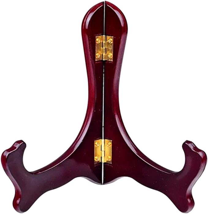 Wooden Easel Mahogany Finish Display Stand Plate Holder Picture Frame Folding Display Stand (7 inches)