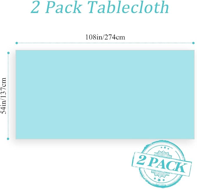 Disposable Teal Table Cloth - Rectangle Table Cover, Plastic, Perfect for Parties, Weddings - 6 Foot