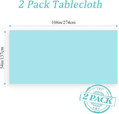 Disposable Teal Table Cloth - Rectangle Table Cover, Plastic, Perfect for Parties, Weddings - 6 Foot