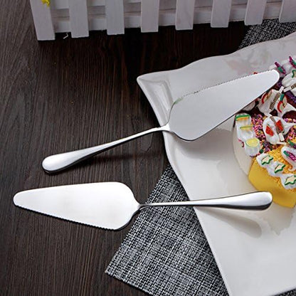 Stainless Steel Serrated Edge Cake Server Blade Cutter Shovel Kitchen Baking Pastry Spatulas Pie Pizza Server Cake Cutter (silver)