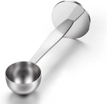 Two-in-One Stainless Steel Coffee Scoop Tamping Dual-Purpose Coffee Spoon Powder Hammer Tamper Multi Function Spoon Holder Coffee Tools for Measuring and Tamping