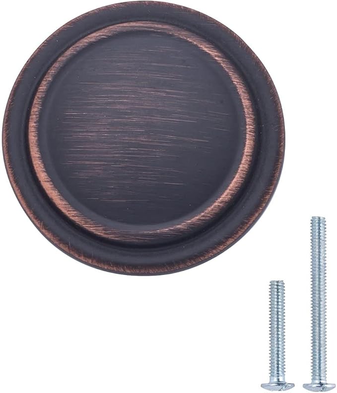 Basics Straight Top Ring Cabinet Knob, 1.25-inch Diameter, Oil Rubbed Bronze, 10-Pack