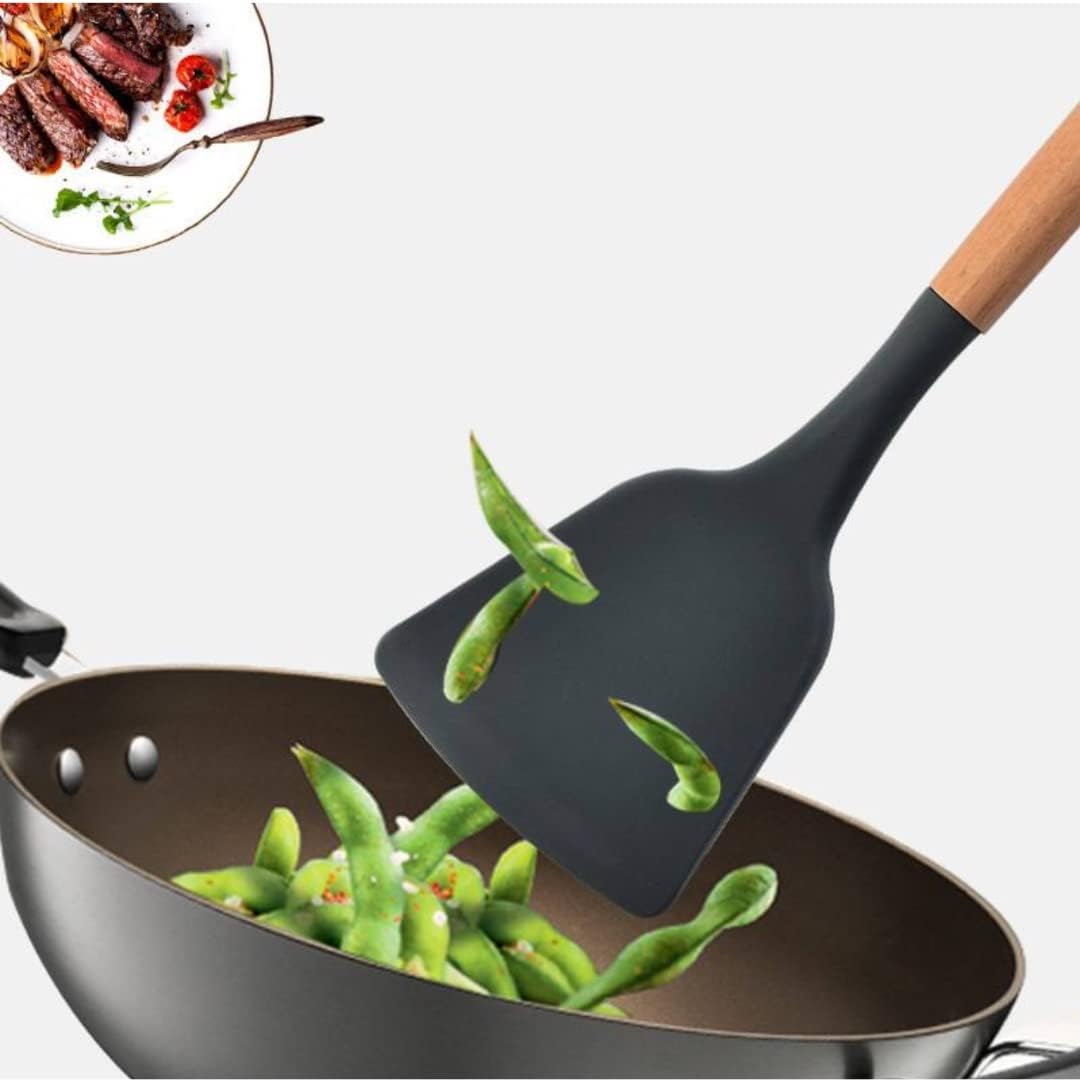 Silicone Rubber Kitchen Cooking Spatula - Heat Resistant - Nonstick - Medium to Large Rubber Kitchen Spatula