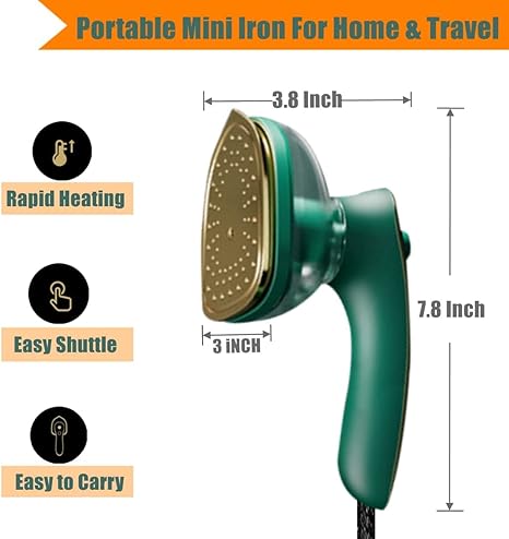 Professional Micro Steam Iron, Portable Mini Steam Iron, Mini Travel Iron, Portable Iron Steamer for Clothes, Handheld Garment Steamer for Home and Travel.