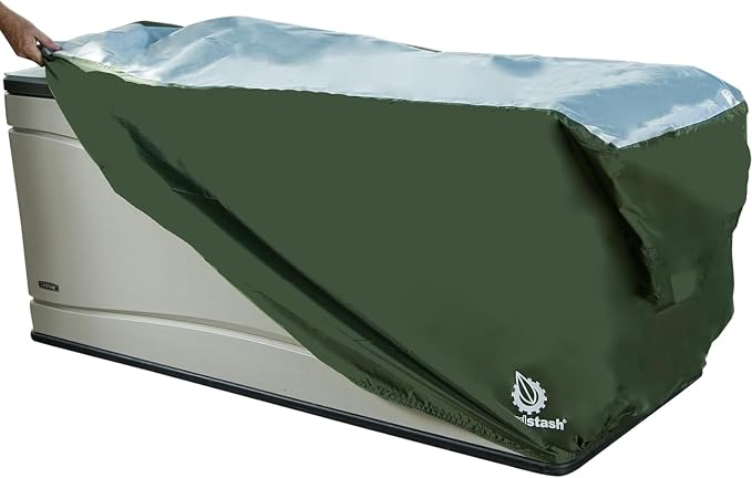 YardStash Deck Box Cover - Heavy Duty, Waterproof Covers for Outdoor Cushion Storage and Large Deck Boxes - Protects from Rain, Wind and Snow - XXL - Green