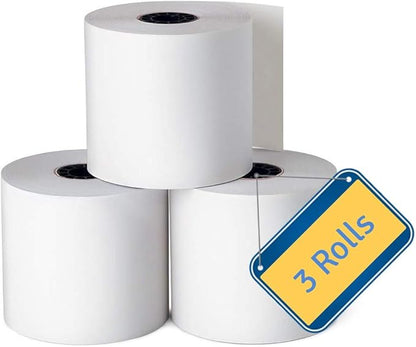 1InTheOffice Adding Machine/Calculator Roll, 16 lb, 1/2" Core, 2-1/4" x 150 ft, White (3)