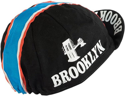 Team Brooklyn Retro Cycling Cap Black with Red/White/Blue Stripes
