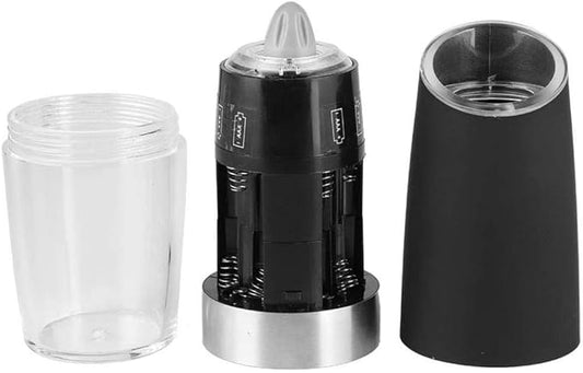 Electric Pepper Grinder,Rechargeable Spice Mills with LED Light with Adjustable Coarseness One Handed Push Button Peppercorn Grinders and Sea Salt Mills for Christmas GiftHousewarming Gift -black