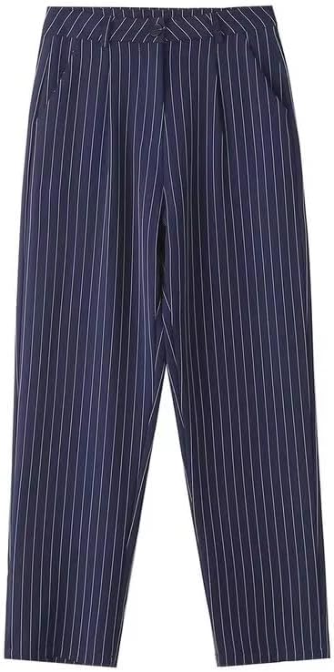 LIXINGHEITANG European and American style womens casual sleeveless loose striped vest trousers suit