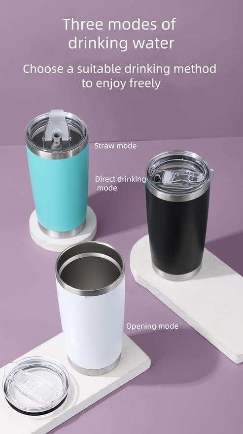 20oz Insulated Cup, Car Cup, Vacuum Stainless Steel Water Ccup With Lid and Straw, Suitable for Travel, Ddriving, and Office (Rose, Straw cover), CTBWB058