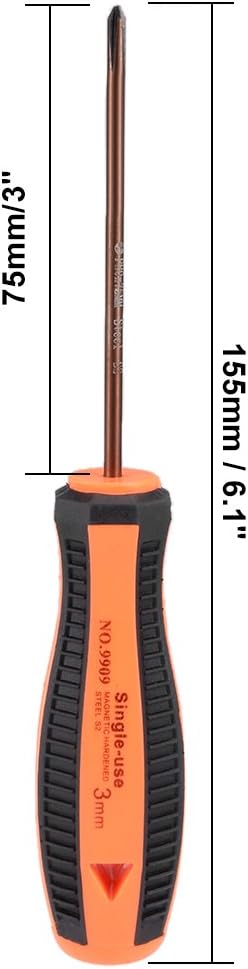 uxcell PH0 Phillips Magnetic Screwdriver 3 Inch Round Shaft Comfort Non Slip Handle
