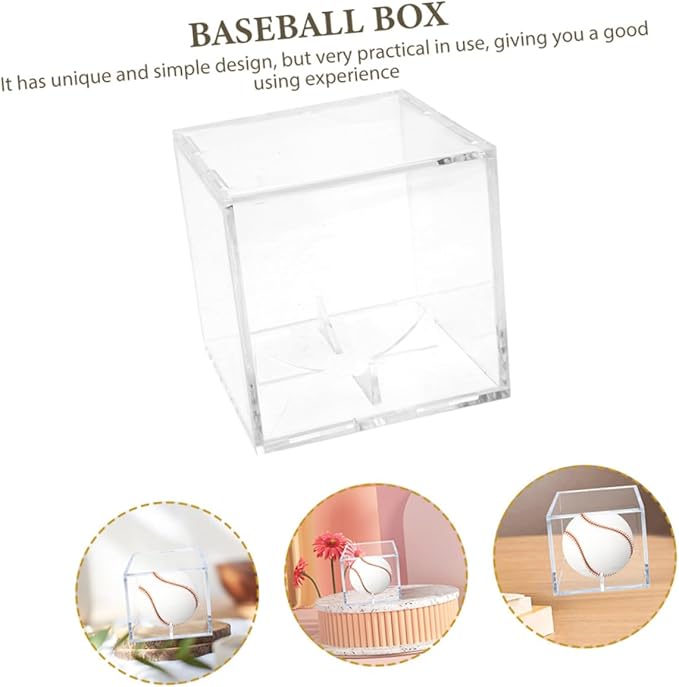 Baseball Display Case Box 2 Pack Acrylic Display Boxes Lucite Showcase for Baseballs