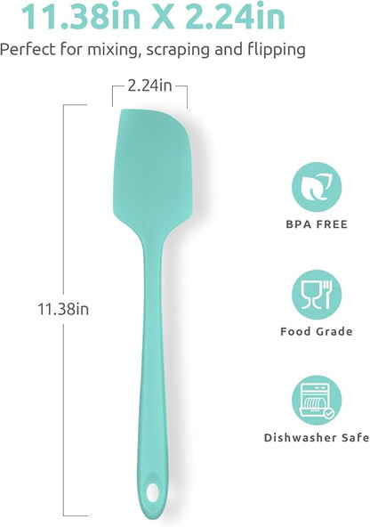 Heat Resistant Silicone Large Spatula: U-Taste 600oF High Heat Flexible 11.38in Silicon Mixing Stirring Cooking Scraping Baking Bowl Scraper Seamless Spreader for Kitchen Nonstick Cookware (Aqua Sky)