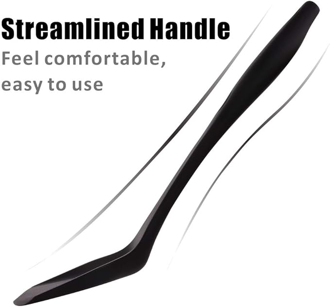 Silicone Wok Turner, Heat Resistant Solid Silicone Stir Fry Spatula for Non Stick Cookware (Black)