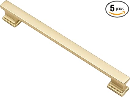 Alzassbg 5 Pack Matt Gold Cabinet Pulls, 7 Inch(177.8mm) Hole Centers Kitchen Cabinet Handles for Cabinets and Drawers AL3061MGP