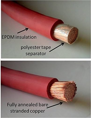 2 AWG Gauge Red  Black Pure Copper Battery Inverter Cables Solar, RV, Car, Boat 9 in 38 in Lugs
