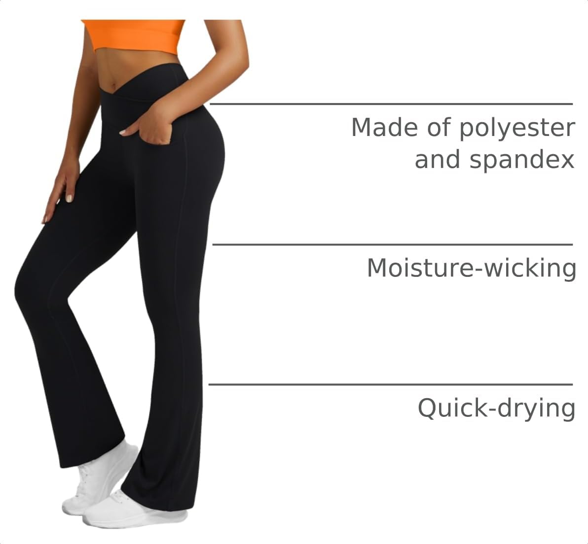 Flare Leggings for Women Yoga Pants with Pockets High Waisted Crossover Flare Leggings Bootcut Casual Yoga Pants