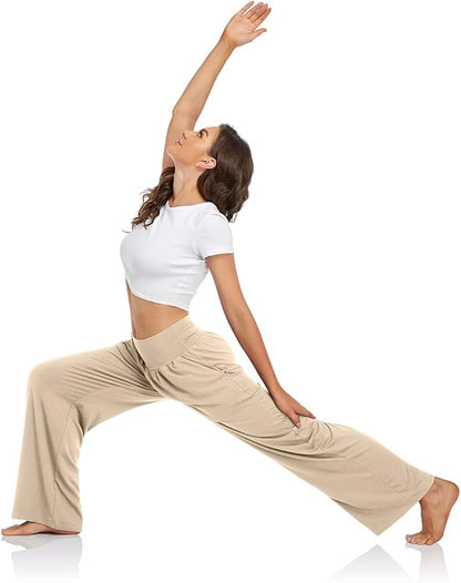 UEU Women's Casual Loose Wide Leg Cozy Pants Yoga Sweatpants Comfy High Waisted Sports Athletic Lounge Pants with Pockets