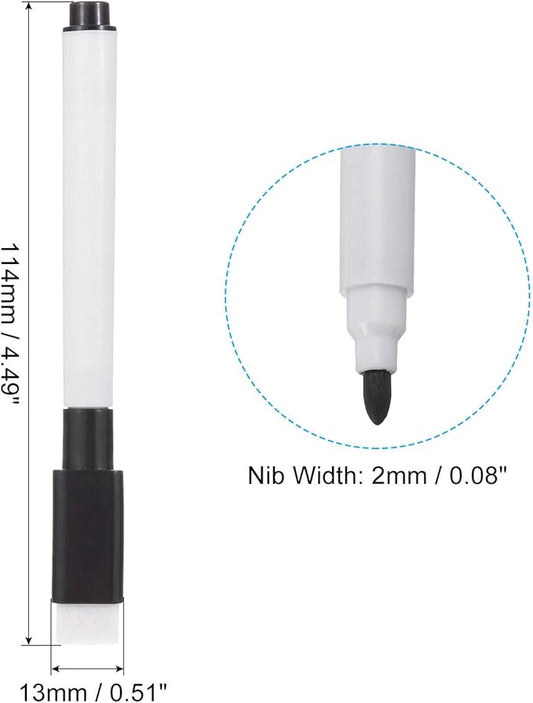 PATIKIL Dry Erase Marker Pens, 30 Pack Black Ink Fine Point Low Odor Whiteboard with Eraser Cap for Office Home Classroom, White Pen Rod