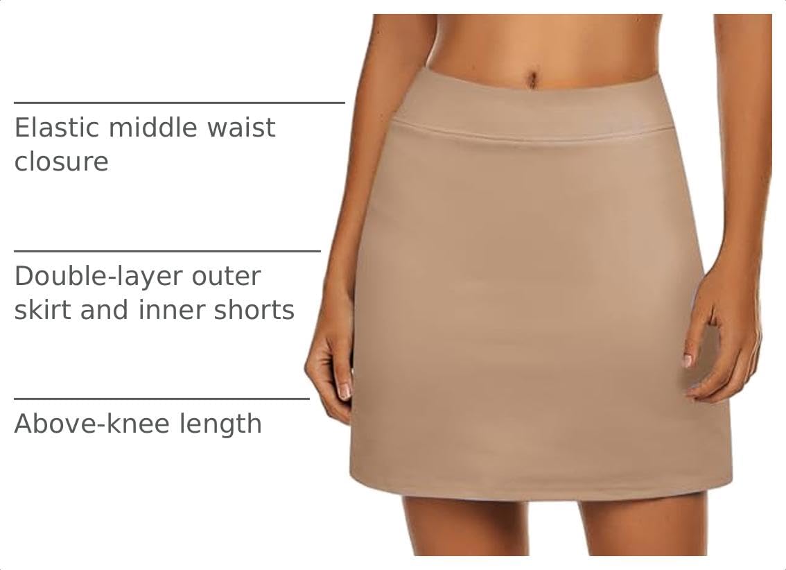 Ekouaer Women's Active Performance Skort Lightweight Skirt for Running Tennis Golf Workout Sports