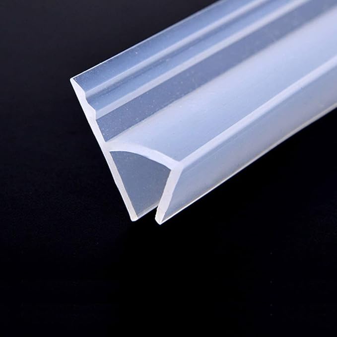 Bath Door Seal Strip Shower Screen Balcony Window Gap Seal Curved Flat Rubber Glass Bottom Frameless Weather 6mm 78" H Shape for 0-20mm Gap