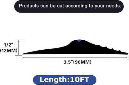 ToLanbbt 10Ft/3.05M Universal Garage Threshold Seal Strip with 300ml Black Sealant/Adhesive, Garage Door Bottom Weatherproof Strip Rubber DIY Weather Stripping Replacement (Black-Blue Line)