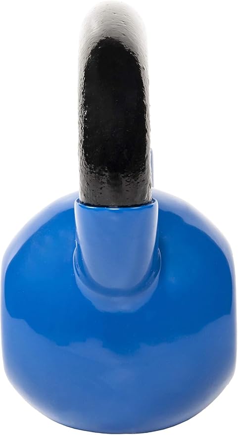 15 lb Vinyl Coated Cast Iron Kettlebell, Blue, All-Purpose Fitness Weight