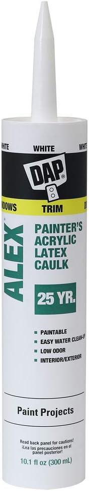 DAP Alex Painter's Acrylic Latex Caulk, White, 10.1 Oz, 12 Pack