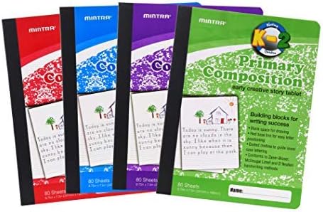 Mintra Office Primary Composition Books (4 Pack, Primary Ruled - Assorted)