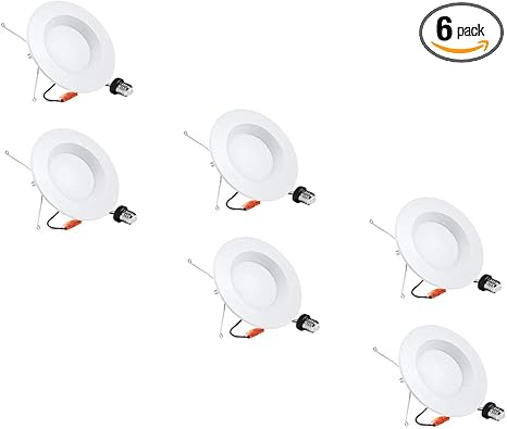 6 inch LED Can Lights, 6 Pack Dimmable Retrofit LED Recessed Lighting Fixture, Downlight, 15W, 5000K Daylight White, Energy Star ETL