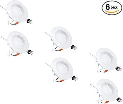 6 inch LED Can Lights, 6 Pack Dimmable Retrofit LED Recessed Lighting Fixture, Downlight, 15W, 5000K Daylight White, Energy Star ETL