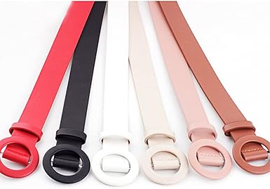 Familyhouse Women's Non-porous PU Leather Belt Waist Belts with Round Buckle Waistband for Dresses Jeans