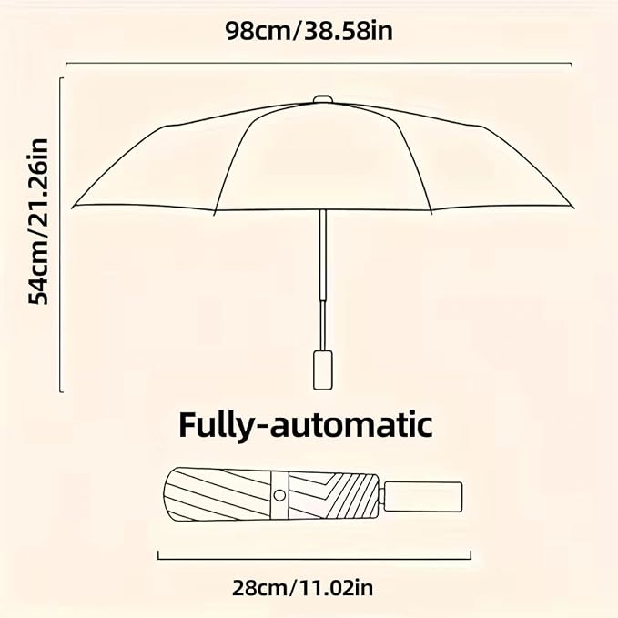 Umbrella for Rain and Sun, Windproof Travel Size Compact Folding Umbrella with Ergonomic Handle for Daily Commute and Outdoor