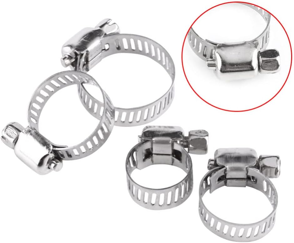 8pcs Adjustable Stainless Steel Screw Band Hose Clamps Fuel Pipe Worm Gear Clip,13mm,19mm