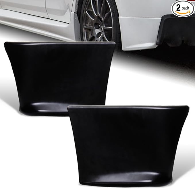 Rear Bumper Lip Aprons fit for Compatible with 2008-2015 Lancer Evolution 10 X, Black Rear Bumper Lip Aprons Polyurethane, EVO-Style Black Rear Bumper Mud Guards