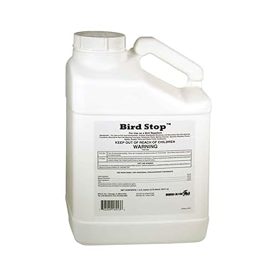 Bird-X Bird Stop Liquid, Invisible and Effective Bird Removal Liquid, Keep Birds Away, Contains Methyl Anthranilate, Easy to Apply, BS-GAL, 1-Gallon