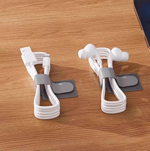 10 Pack Cord Organizer Spring Cable Holder Clips - Desk Cable Management Clips, Adhesive Wire Keeper for Phone Chargers, Nightstand, Wall, Car, and Office (Black)