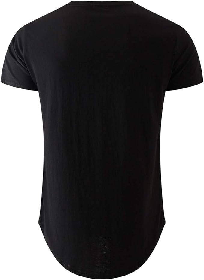 KLIEGOU Mens 100 Cotton Hipster Hip Hop Longline Crewneck T-Shirt Pre - Shrunk S-4XL