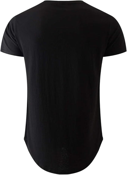 KLIEGOU Mens 100 Cotton Hipster Hip Hop Longline Crewneck T-Shirt Pre - Shrunk S-4XL