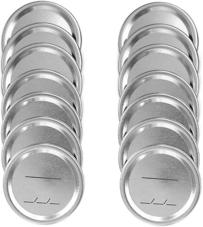 Canning Lids Regular Mouth for BallKerr Jars, Split-Type Metal Jar Lids with Silicone Seals, Silver, 14 PCS