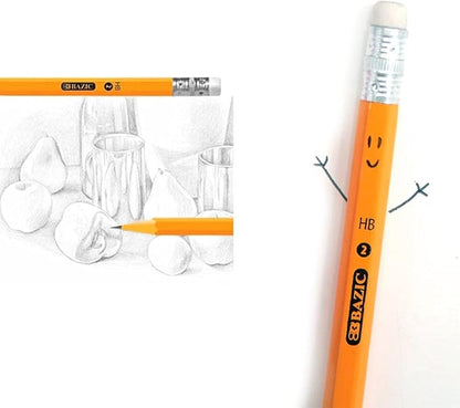30 Ct Yellow Pencils Wood Cased Unsharpened Eraser Graphite 2 HB School Exam